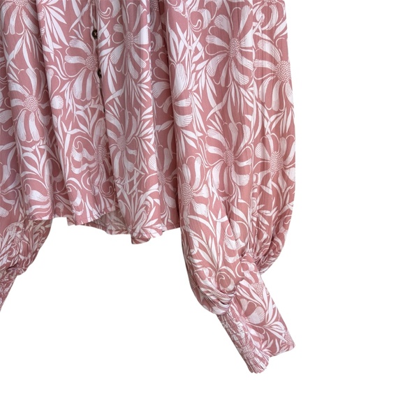 Anthropologie Florence Balducci Femme Collared Long Sleeve Blouse Size S Pink - Picture 6 of 9